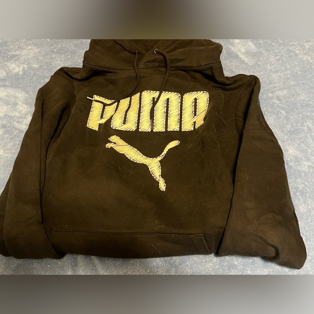 Puma Black Hoodie with Yellow Logo